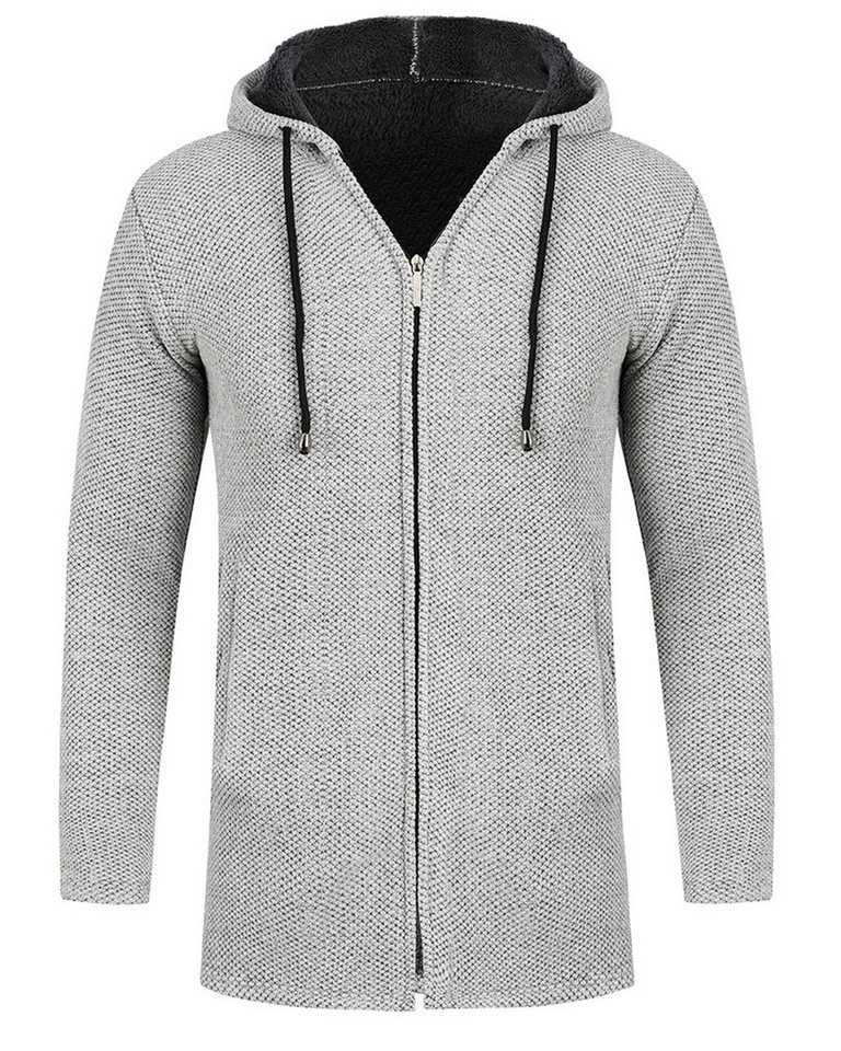 Allthemen Cardigan Herren Strickjacke mit Kapuze Lang Gefüttert Grobstrick Cardigan von Allthemen