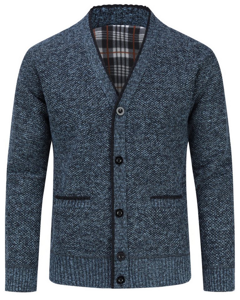 Allthemen Cardigan Herren Strickjacke mit V Ausschnitt Grobstrick Cardigan mit Knöpfen von Allthemen