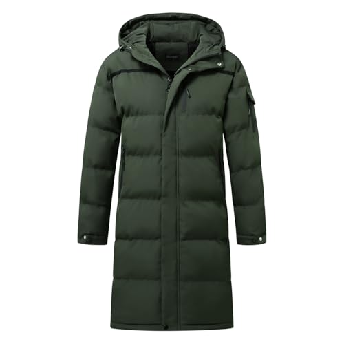 Allthemen Daunenmantel Herren Winter Lange Steppmantel mit Kapuze Warm Wintermantel Winterparka #866 Grün M von Allthemen