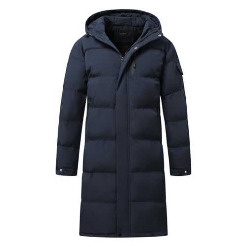 Allthemen Daunenmantel Herren Winter Lange Steppmantel mit Kapuze Warm Wintermantel Winterparka #866 Navyblau XXL von Allthemen