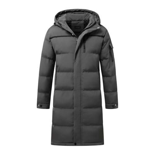 Allthemen Daunenmantel Herren Winter Lange Steppmantel mit Kapuze Wintermantel Winterparka #866 Grau L von Allthemen