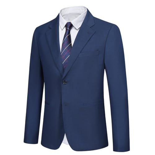 Allthemen Einfarbiger Herrensakko mit 2 Knöpfe Formell Anzugjacke Business Slim Fit Blazer für Männer #027 Blau L von Allthemen