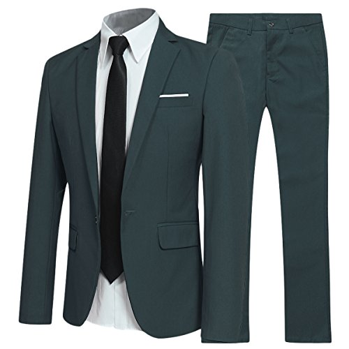 Allthemen Anzug Herren Anzüge Slim Fit 2 Teilig Business Herrenanzug Sakko Hose Dunkelgrün L von Allthemen