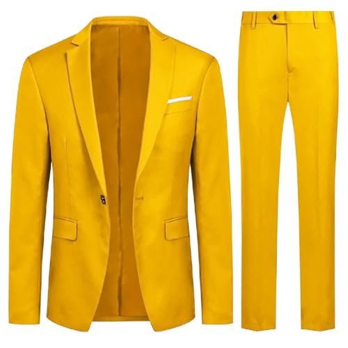 Allthemen Anzug Herren Anzüge Slim Fit 2 Teilig Business Herrenanzug Sakko Hose Gold S Allthemen Anzug Herren Anzüge Slim Fit 2 Teilig Business Herrenanzug Sakko Hose Gold S von Allthemen