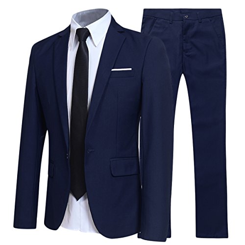 Allthemen Anzug Herren Anzüge Slim Fit 2 Teilig Business Herrenanzug Sakko Hose Marineblau XL von Allthemen