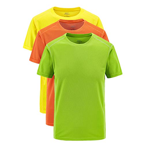 Allthemen Herren 3er Pack Shirt Kurzarm Funktionsshirt T-Shirt Rundhals Einfarbig Männer Kurzarmshirt Basic Trainingsshirt gelb+orange+grün 4XL von Allthemen