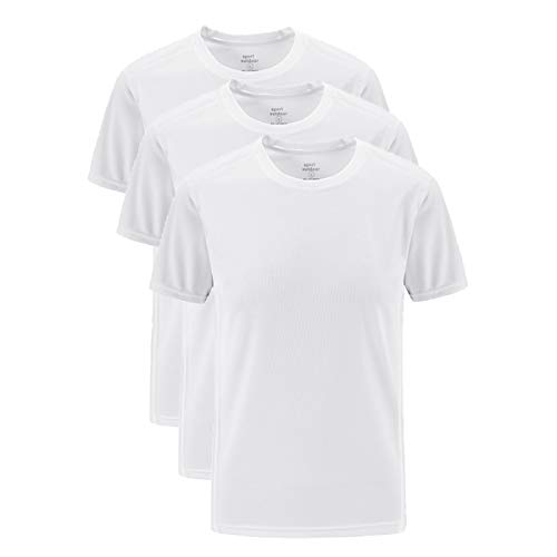 Allthemen Herren 3er Pack Shirt Kurzarm Funktionsshirt T-Shirt Rundhals Einfarbig Männer Kurzarmshirt Basic Trainingsshirt weiß+weiß+weiß 4XL von Allthemen