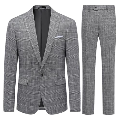Allthemen Herren Anzug 2 Teilig Slim Fit Herrenanzug Kariert Tweed Smoking Set Elegant Blazer Hose Grau 3XL Allthemen Herren Anzug 2 Teilig Slim Fit Herrenanzug Kariert Tweed Smoking Set Elegant Blazer Hose Grau 3XL von Allthemen