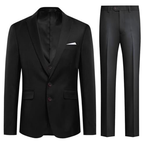 Allthemen Herren Anzug 3-Teilig Herrenanzug Slim Fit Business Anzüge Modern Sakko Weste Hose für Hochzeit Schwarz XL Allthemen Herren Anzug 3-Teilig Herrenanzug Slim Fit Business Anzüge Modern Sakko Weste Hose für Hochzeit Schwarz XL von Allthemen