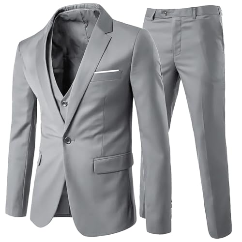 Allthemen Herren Anzug Slim Fit 3 Teilig Anzüge Herrenanzug Sakko für Hochzeit Business Hellgrau M Allthemen Herren Anzug Slim Fit 3 Teilig Anzüge Herrenanzug Sakko für Hochzeit Business Hellgrau M von Allthemen