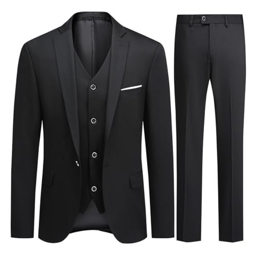 Allthemen Herren Anzug Stretch Anzüge 3 Teilig Made in Türkiye Schwarz 52 Allthemen Herren Anzug Stretch Anzüge 3 Teilig Made in Türkiye Schwarz 52 von Allthemen