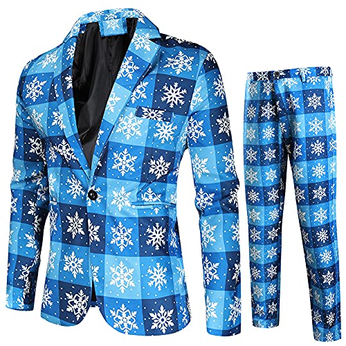 Allthemen Herren Anzug Weihnachten Blumen EIN Knopf Anzug Casual Weihnachtsanzüge für Kostüm Festliche Party 42# Weihnachten 2 Stück XXL von Allthemen