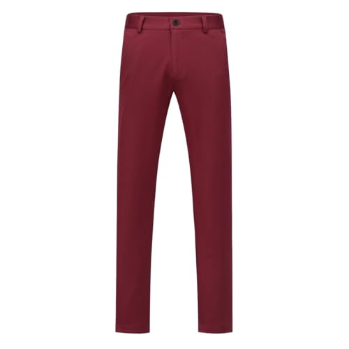 Allthemen Herren Anzughose Stretch Hose Straight Fit Golfhose Business Freizeithose Lang Elegant Weinrot M von Allthemen