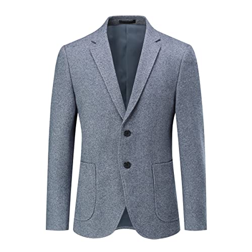 Allthemen Herren Blazer Sportlich Regular Fit Sakko 2 Knöpfe Freizeit Anzugjacke Streifen Anzug Lässig Blau 3XL von Allthemen