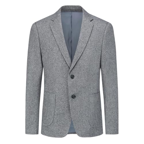 Allthemen Herren Blazer Tweed Winter Sakko Regular Fit Streifen Anzugjacke Sportlich 2-Knopf Grau S von Allthemen