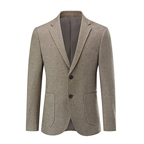 Allthemen Herren Blazer Sportlich Regular Fit Sakko 2 Knöpfe Freizeit Anzugjacke Streifen Anzug Lässig Khaki L von Allthemen