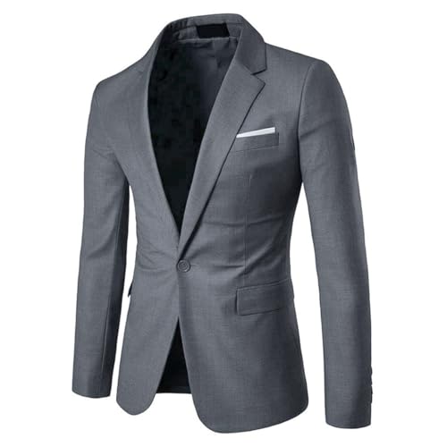 Allthemen Sakko Herren Slim Fit Anzugjacke EIN Knopf Sakko für Business Dunkelgrau S von Allthemen