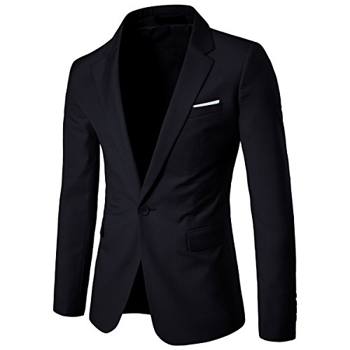 Allthemen Sakko Herren Slim Fit Anzugjacke EIN Knopf Sakko für Business Schwarz M von Allthemen