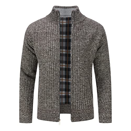Allthemen Herren Cardigan Grobstrick Reißverschluss Strickjacke mit Stehkragen Winter Pollover Knitted Kaffee XXL von Allthemen