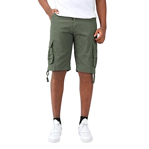 Allthemen Herren Cargo Shorts aus 100% Baumwolle Vintage Bermuda Kurze Hose Sommer Freizeit Herrenshorts #002 Grün 40W von Allthemen