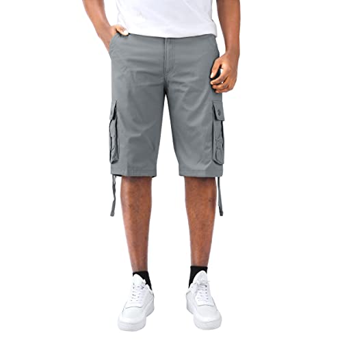 Allthemen Herren Cargo Shorts aus 100% Baumwolle Vintage Bermuda Kurze Hose Sommer Freizeit Herrenshorts Grau 1 32W von Allthemen