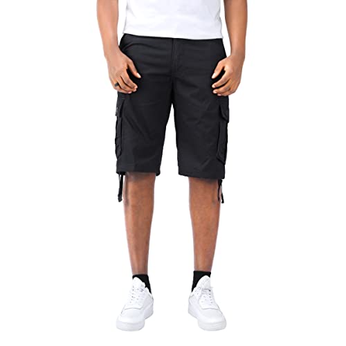 Allthemen Herren Cargo Shorts aus 100% Baumwolle Vintage Bermuda Kurze Hose Sommer Freizeit Herrenshorts Schwarz 1 34W von Allthemen