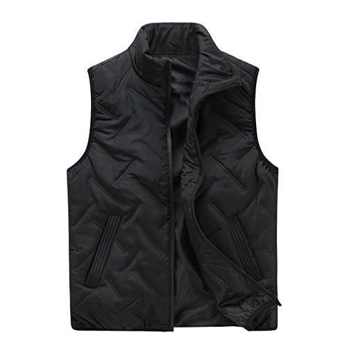 Allthemen Herren Daunenweste mit Stehkragen Winterweste Warm Outdoor Ärmellose Jacke Sportweste Schwarz L von Allthemen