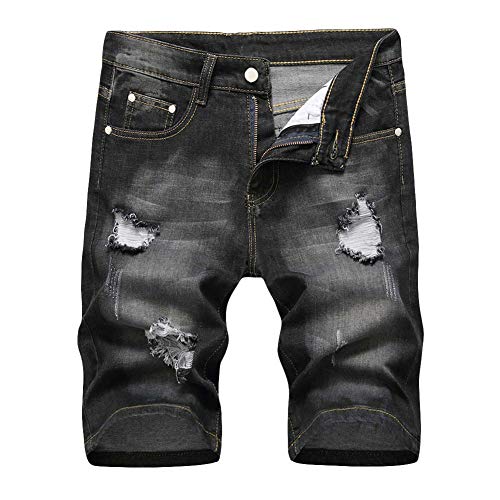 Allthemen Herren Denim Jeans Shorts Sommer Kurze Hose Schwarz 34W von Allthemen