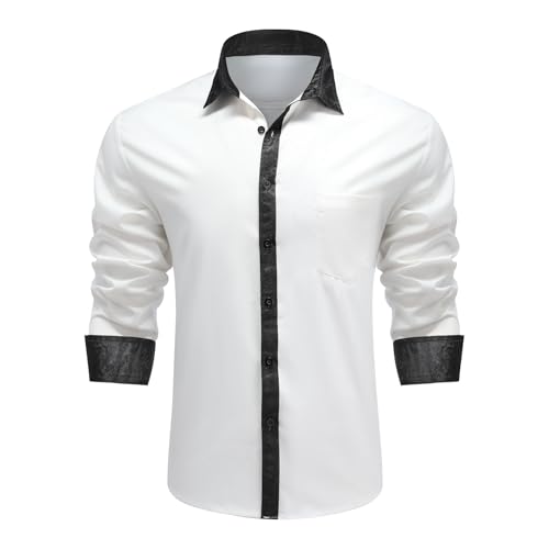 Allthemen Herren Hemd Langarm Kontrast Hemden Regular Fit Business Anzughemd Modern Businesshemd Hochzeit Weiß XL von Allthemen