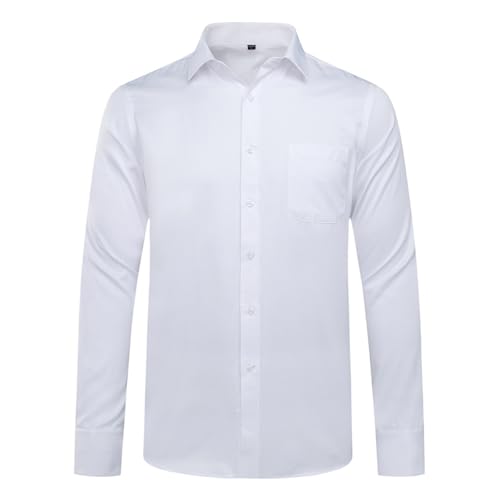 Allthemen Herren Hemd Langarm Baumwolle Freizeithemd Slim Fit Businesshemd Männer Hemden Hochzeit Weiß M von Allthemen