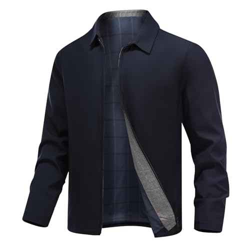 Allthemen Herren Jacke Leichte Übergangsjacke mit Reißverschluss Bomberjacke mit Kragen Sportjacke Navyblau XL von Allthemen