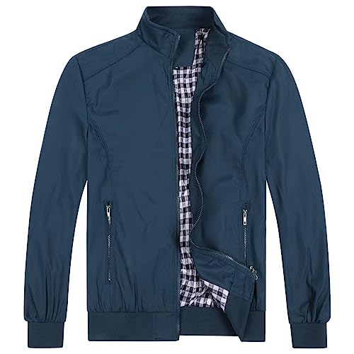 Allthemen Herren Jacke mit Stehkragen Übergangsjacke Herbst Freizeit Sportjacke Bomberjacke #1601 Blau 3XL von Allthemen