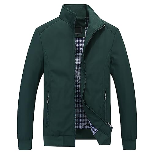 Allthemen Herren Jacke mit Stehkragen Übergangsjacke Herbst Freizeit Sportjacke Bomberjacke #1601 Grün 5XL von Allthemen