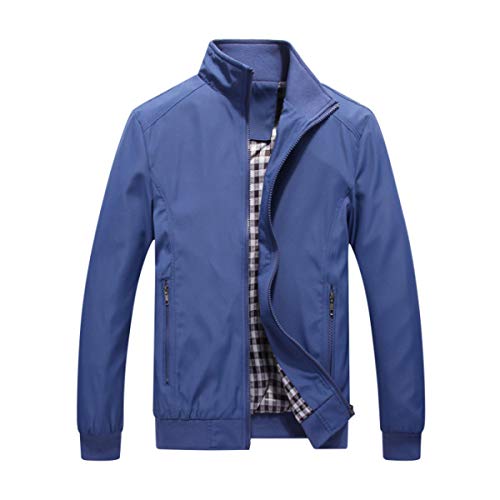 Allthemen Herren Jacke mit Stehkragen Übergangsjacke Herbst Freizeit Sportjacke Bomberjacke #1601 Jeansblau 3XL von Allthemen