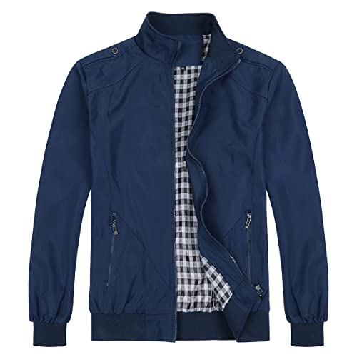 Allthemen Herren Jacke mit Stehkragen Übergangsjacke Herbst Freizeit Sportjacke Bomberjacke #7533 Dunkelblau XS von Allthemen