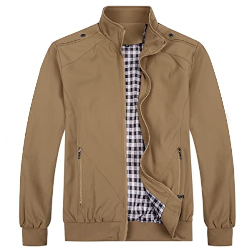 Allthemen Herren Jacke mit Stehkragen Übergangsjacke Herbst Freizeit Sportjacke Bomberjacke #7533 Khaki XS von Allthemen
