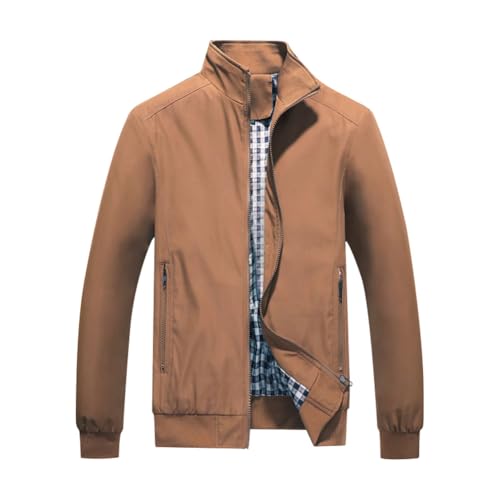 Allthemen Herren Jacke mit Stehkragen Übergangsjacke Herbst Freizeit Sportjacke Leichte Bomberjacke #1601 Khaki S von Allthemen