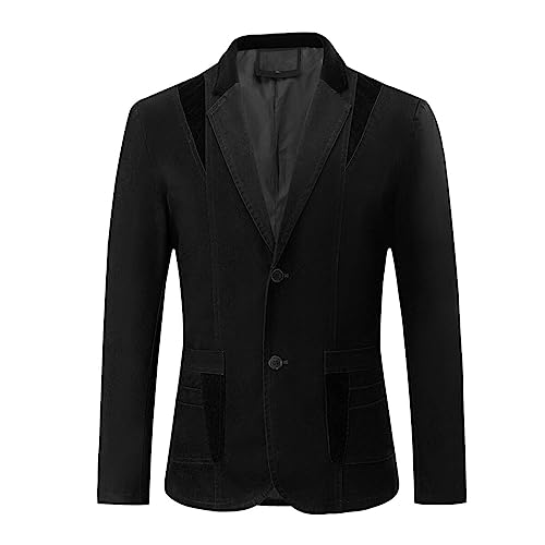 Allthemen Herren Jackett Baumwolle Sport Sakko Slim Fit Freizeit Jacke für Herbst Schwarz S von Allthemen