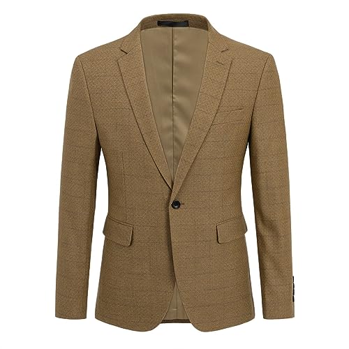 Allthemen Herren Karierte Sakko EIN Knopf Slim Fit Blazer Männer Business Anzugjacke Braun L von Allthemen