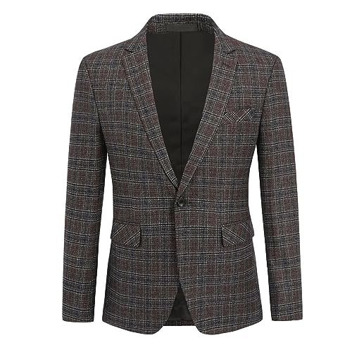 Allthemen Herren Karierte Sakko EIN Knopf Slim Fit Blazer Männer Business Anzugjacke Dunkelbraun XXL Allthemen Herren Karierte Sakko EIN Knopf Slim Fit Blazer Männer Business Anzugjacke Dunkelbraun XXL von Allthemen