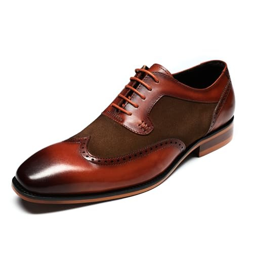 Allthemen Herren Anzugschuhe Leder Lederschuhe Business Oxford Derby Schuhe Schnürhalbschuhe Klassisch Braun 41 von Allthemen