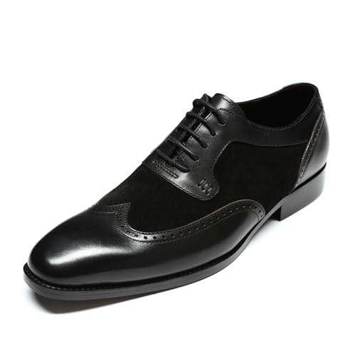 Allthemen Herren Anzugschuhe Leder Lederschuhe Business Oxford Derby Schuhe Schnürhalbschuhe Klassisch Schwarz 41 von Allthemen