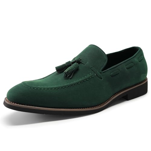 Allthemen Herren Loafer Spitze Zehenbereich Slipper Kunstleder Mokassin Elegant Schuhe Klassisch Grün 41 von Allthemen