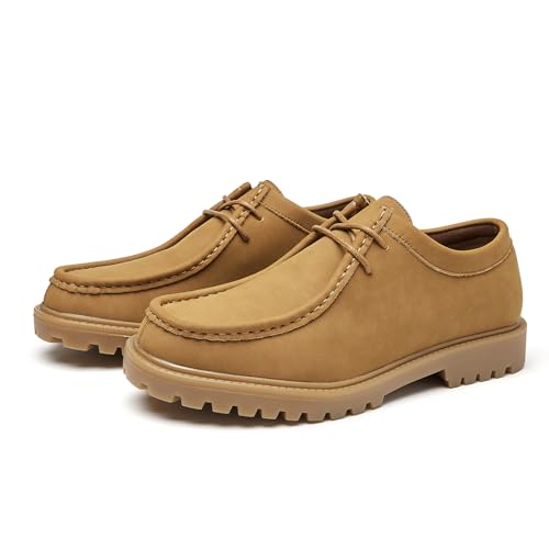 Allthemen Herren Mokassins Leder Slipper Slip on Loafer mit Schnürsenkel Schuhe Casual Khaki 42 von Allthemen