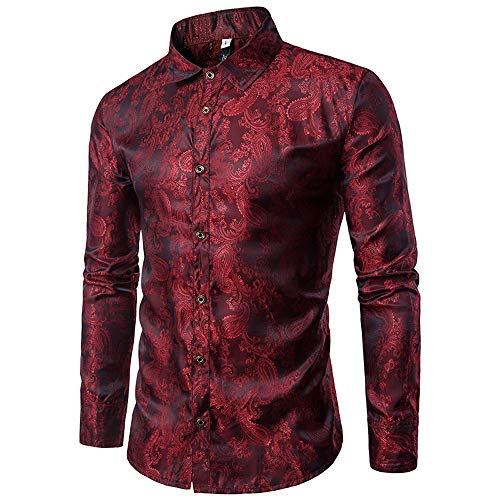 Allthemen Herren Paisley Hemd Langarm Jacquard Hemd für Männer Regular Fit Stickerei Freizeithemd Weinrot L #30 Weinrot L Allthemen Herren Paisley Hemd Langarm Jacquard Hemd für Männer Regular Fit Stickerei Freizeithemd Weinrot L #30 Weinrot L von Allthemen