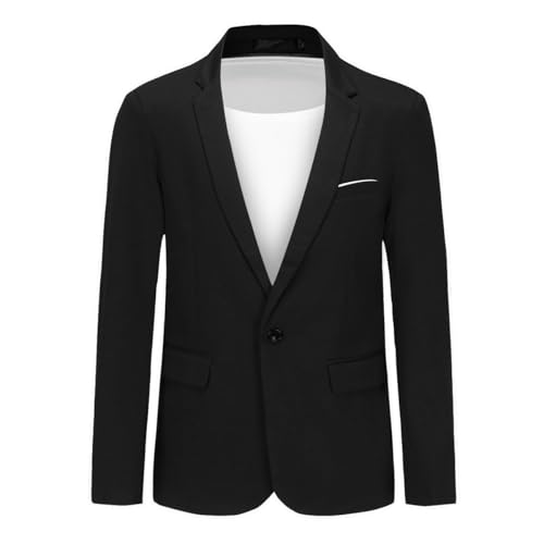 Allthemen Herren Sakko Baumwolle Blazer Sportlich Stretch Anzugjacke Slim Fit Business Jacke Leicht Freizeit Schwarz XL von Allthemen