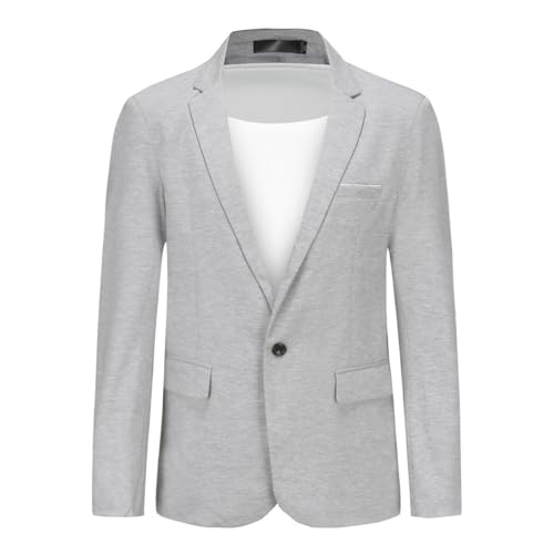 Allthemen Herren Sakko Baumwolle Blazer Sportlich Stretch Anzugjacke Slim Fit Business Jacke Leicht Freizeit Grau XXL von Allthemen