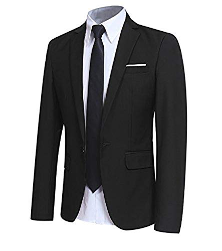 Allthemen Sakko Herren Slim Fit Sportlich Anzugjacke Herren Blazer für Business Hochzeit Freizeit Schwarz XS von Allthemen