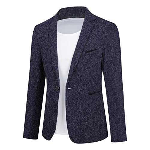 Allthemen Herren Sakko Sportlich Baumwolle Blazer Slim Fit Modern Jackett Jacke Casual Anzugjacke Männer Blau XXL von Allthemen