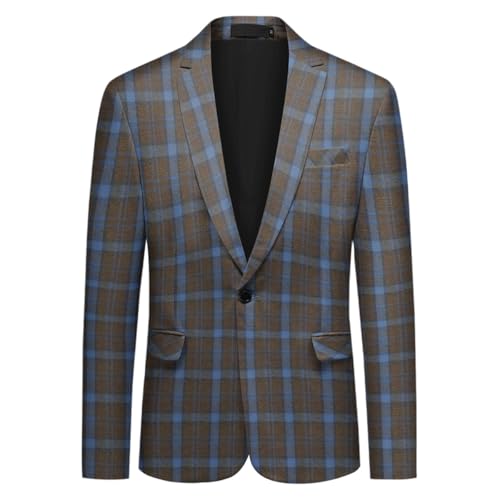 Allthemen Herren Sakko Sportlich Kariert Blazer Regular Fit Elegant Anzugjacke Modern Fit Hochzeit Kaffee XL von Allthemen